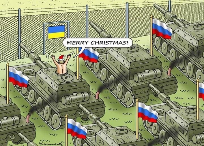 Twitter 上的Business Ukraine mag："Putin's Christmas season saber-rattling on  the Ukrainian border is inspiring some dark humor from cartoonists  https://t.co/nY3cXfEMau" / Twitter